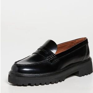 Reformation Agatha Platform Black Penny Loafers